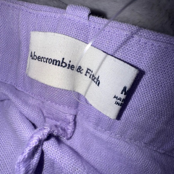 Abercrombie & Fitch Pants Women's‎ Medium Lilac Linen Blend Wide Leg High Waist - Picture 11 of 15